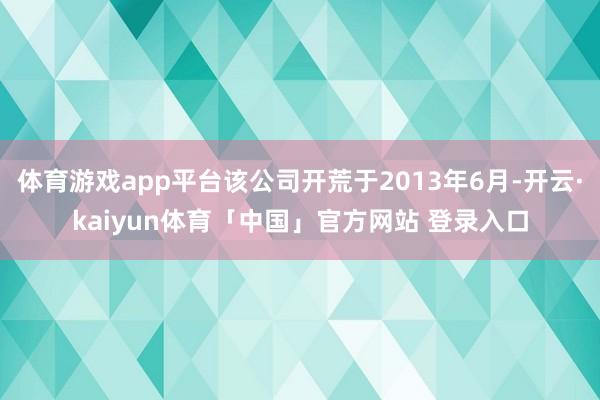 体育游戏app平台该公司开荒于2013年6月-开云·kaiyun体育「中国」官方网站 登录入口