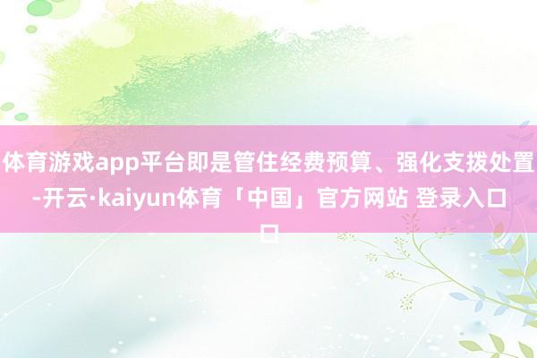 体育游戏app平台即是管住经费预算、强化支拨处置-开云·kaiyun体育「中国」官方网站 登录入口